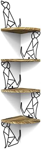 Alsonerbay 4-Tier Dog Shaped Corner Shelf Wall Mount Carbonized Black