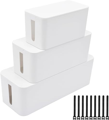 YaeCCC Cable Management Organizer Box Power Strips Hider Power Cords Hider for Desk, TV, Computer, USB Hub,Cords (Set of