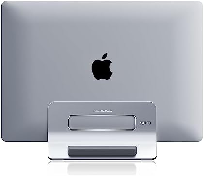 SODI Vertical Laptop Stand for Desk, Gravity Auto Lock Vertical MacBook Stand, Aluminum Laptop Vertical Dock Stand Holde