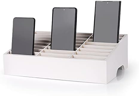 24-Grid Wooden Cell Phone Holder Desktop Organizer