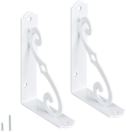 HOME MASTER HARDWARE Decorative Shelf Brackets, 5x3.5 inch, White, 2 Pack