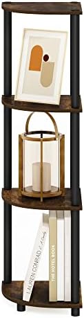 Furinno TURN-N-TUBE Corner Shelf, 4-Tier Corner Bookshelf, Display Storage Shelves with Open Shelves, for Organization a