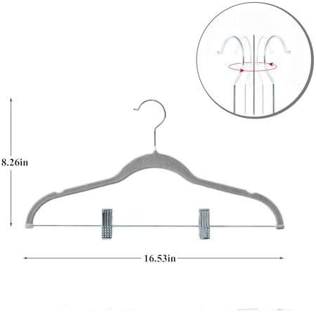 VECELO Premium Velvet Clothes Hangers Suit with Metal Clips (20 Pack)-Non Slip & Space-Saving with 1 Magic Hangers & 2 Tie Rack Excellent for Men and Women