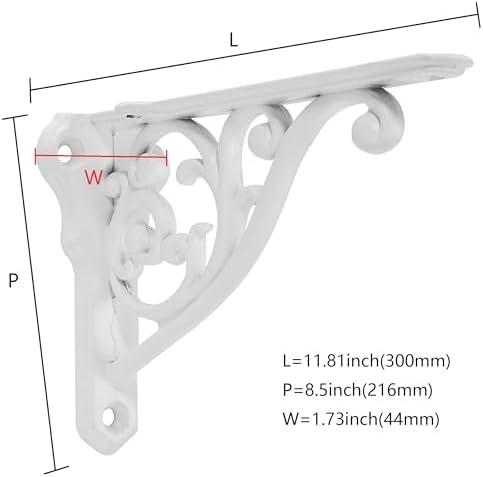 Ornate Decorative Shelf Brackets 12 inch Small Wall Mounted Shelving Bracket 4 Pack White Vintage Shelf Bracket Victoria