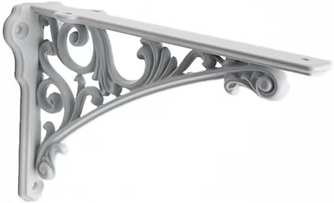 Decorative Shelf Bracket 10 inch, White Brackets for Shelving, Heavy Duty Vintage, DIY Projects, Hardware Included, 4 Pa
