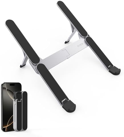 【Innovative & Ultra Compact】SODI Foldable Laptop Stand for Desk, Lightweight Portable Tablet Holder for Business Travel,