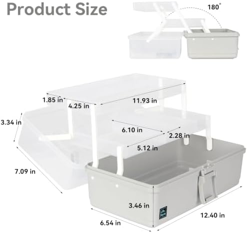 WEWLINE 3-Layers Plastic Portable Storage Box,Household Plastic Craft Supply Box with Handle,Multifunctional Storage Box