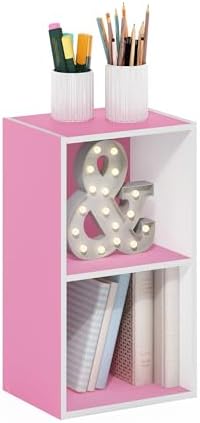 Furinno PASIR Book Shelf, 2-Tier Modern Bookshelf, Open Shelves Bookcase 9 x 12 x 21, Easy Assembly, for Living Room, Be