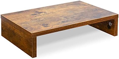TEAMIX Wood Monitor Stand Riser for Desk - 14.2 inch, Small Laptop Stand