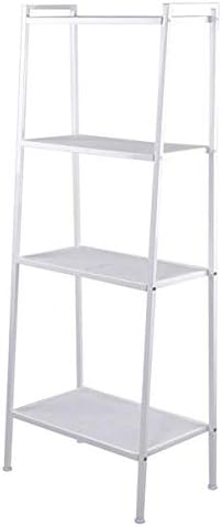 Industrial Ladder Shelf, 4-Tier Bookshelf, Storage Rack Shelves, Bathroom, Living Room, Metal Frame, White