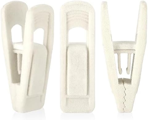 Tinfol Ivory Velvet Hanger Clips, 50pc Pants Velvet Clips, Large Opening Clip Clothes Pin, Strong Finger Flocked Clip Perfect for Slim-line Clothes Hangers