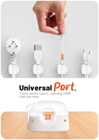 Cable Clips,8 Pack Cord Holder Cord Organizer [1s Lock & Strongest Adhesive] Spring Cord Clips Phone Charger Wire Desk C