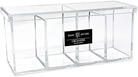 Isaac Jacobs 4-Compartment Clear Acrylic Organizer with Lid - 9" x 3" x 4"