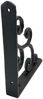 NACH Decorative Shelf Brackets, 2 Pack of 5.5 x 0.7 x 5.5 inch, Black Cast Iron Shelving Brackets - Metal Shelf Brackets