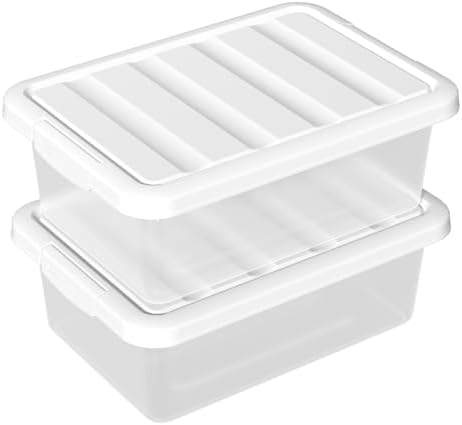 14 Quart Plastic Clear Storage Bin, 2 Packs