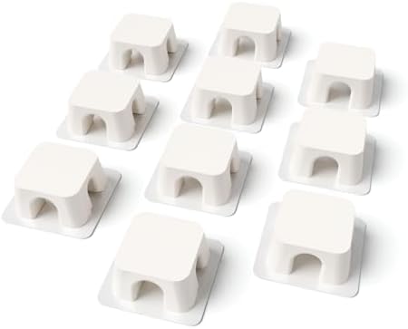 Magnetic Cable Organizer – Desktop Multipurpose Cord Keeper & Cable Management Clip for Home & Office (White Block 10Pcs