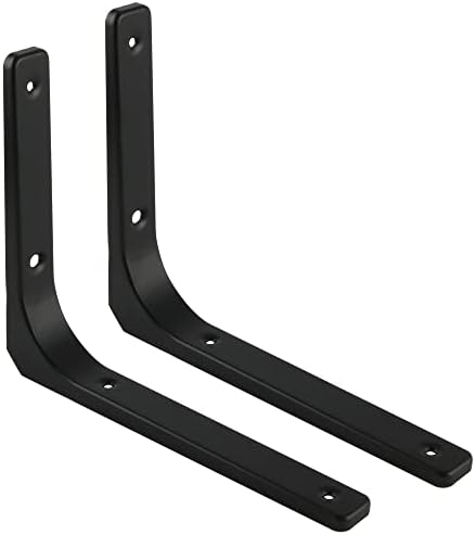 SAYAYO Wall Shelf Bracket Black, 12 Inch Heavy Duty L Bracket for Wood