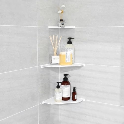6 Inch White Floating Corner Shelf Wall Mounted, Triangle Decorative Shelf for Home, Bathroom, Phone & Small Items