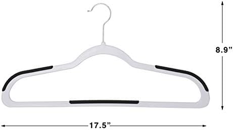 Finnhomy Heavy Duty 50 Pack Plastic Hangers, Clothes Hangers with New Generation Non-Slip Pads,Space Saving Easy Slide Organizer for Bedroom Closet, Great for Shirts, Pants, White