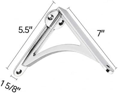 Khtumeware 100% Solid Brass Decorative Shelf Brackets, 7-inch Wall-Mounted Shelving Brackets, 2-Pack Polished Chrome Vin