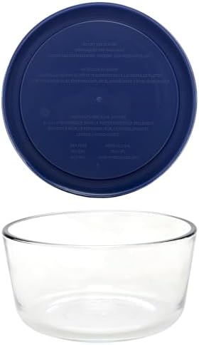 Pyrex (2 7201 4-Cup Glass Bowls with (2) 7201-PC Blue Lids - Made in USA