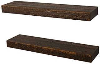 joelsantiques x2-24 Inch Wooden Floating Shelves for Wall -24x6x2 in -Made of Natural Wood - Long Heavy Duty Rustic Wall