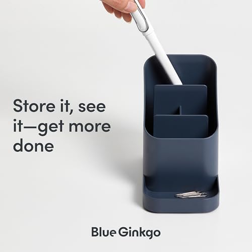 BLUE GINKGO Pen Holder, Desk Organizer, Blue, Made in Korea