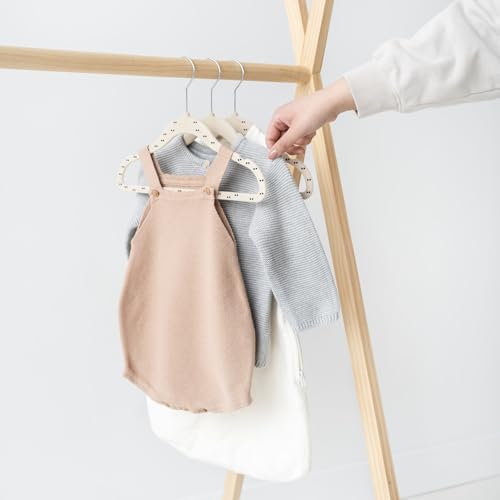 3 Sprouts Velvet Baby Hangers, Non Slip Slim, Double Dot Beige, 30 Pack