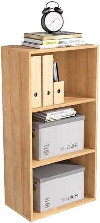 Wooden 3 Cube Storage Organizer,3 Tier Low Bookcase Freestanding Storage Display Organizer,Versatile Cubes Shelf and Cub