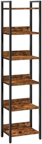 MAHANCRIS Bookshelf, 6-Tier Bookcase, Standing Book Shelf for Small Space, Storage Shelf Organizer, for Living Room, Bed