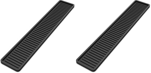 ZAPPOWARE Kitchen Sink Narrow Silicone Holder Tray 17.7"x3.1", Vanity & Bathroom Organizer, Black, Heat-Resistant Mat (P