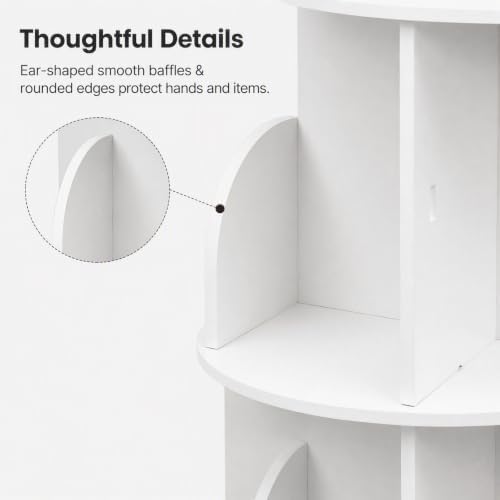 4 Tier Rotating Bookshelf Tower, 360° Spinning Corner Bookcase for Small Space,Spinning Bookshelf Tower for Study Room,H