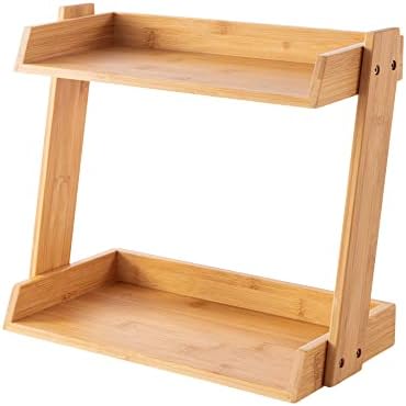 GOBAM Bamboo Makeup & Countertop Organizer, Large - 2 Layer Cosmetics, Lipsticks, Jewelry, Brushes, Hair Accessories & P