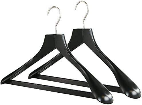 MAWA by Reston Lloyd, European Wooden Hanger, Beech Wood Body Form Hanger with Wide Supportive Shoulders, Rotating Chrom