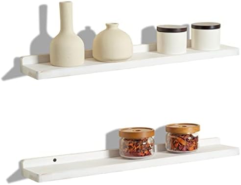 Freezing point Floating Shelf for Wall Set of 2 Natural Wood 23Inch Wall Shelves Decor Plant Display Collectibles Mounte