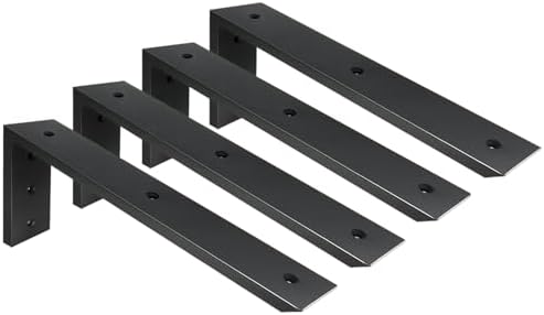 Countertop Support Bracket 4 Pack 16 inch Heavy Duty 1/2" Thick Black Black Granite Countertop Bracket 16"x6"x2.5" Shelf