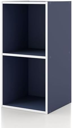 Homes: Inside + Out Apexa 2-Cube Storage Organizer Shelves, Stackable Wood Bookcase Fits Cubby Bins for Organization, Do