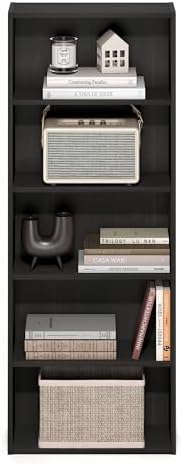 Furinno Basic 5-Tier Book Shelf with Open Shelves, Black Espresso