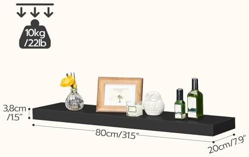 HOOBRO Floating Shelves for Wall, Wall Mounted Shelf Set of 2, 31.5" Hanging Shelf with Invisible Brackets, for Wall Dec
