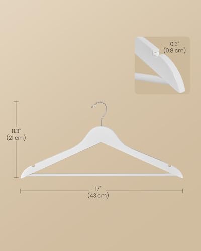 SONGMICS Wooden Hangers, 30 Pack, Basic Wood Clothes Hangers, Space Saving