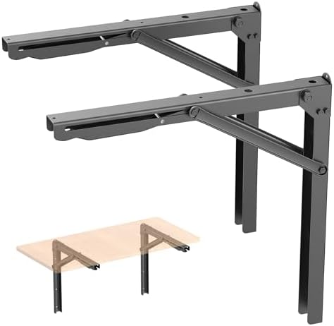 WALMANN 18" Folding Shelf Brackets, Wall-Mounted Collapsible Brackets