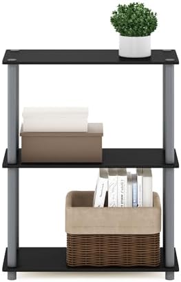 Furinno TURN-N-TUBE Storage Shelves, 3-Tier Book Shelf, Corner Shelf, Toolless Open Shelves, for Organization and Storag