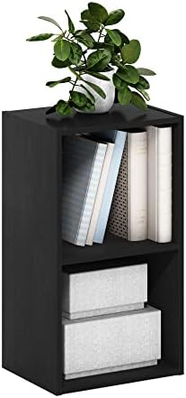 Furinno PASIR Book Shelf, 2-Tier Modern Bookshelf, Open Shelves Bookcase 9 x 12 x 21, Easy Assembly, for Living Room, Be