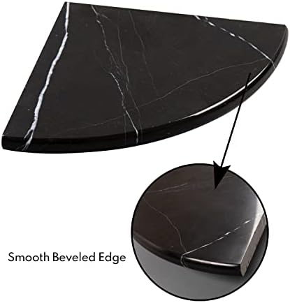 Lovdeco Marble Corner Shelf Wall Mount, Nero Marquina Black Marble Corner Shower Shelf, Polished 9" Round Edge Corner Sh