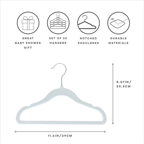 3 Sprouts Velvet Baby Hangers, Non Slip Slim, Blueberry Blue, 30 Pack