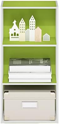 Furinno LUDER 3-Tier Book Shelf, Open Shelves Bookshelf, Green/White
