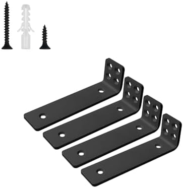Shelf Brackets 6 inch, Heavy Duty Shelf Bracket 4 Pack L Brackets Black Metal Wall Bracket for Shelves Support Bracket w