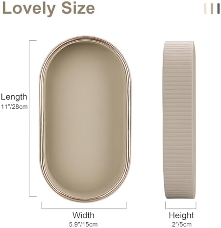 GORESE PU Leather Perfume Tray Nightstand Organizer, Small Oval Desk Tray Jewelry Trinket Trays Valet Organizer Key Bowl