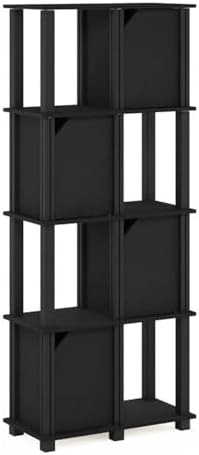 FURINNO Brahms Storage Shelf, 5-Tier, Black Oak/Black