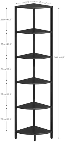 6 Tier Corner Shelf 63.1" Tall Corner Shelves Stand Ladder Shelf Black
